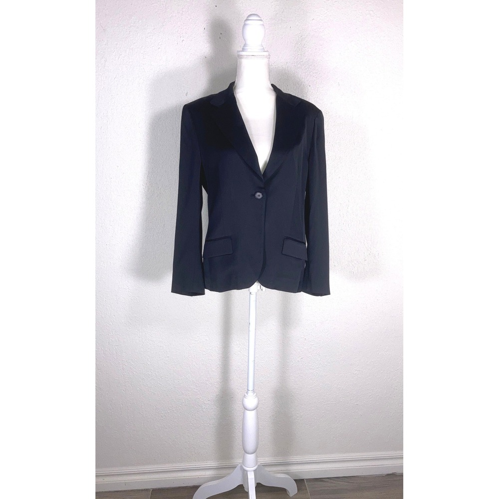 Theory by Bergdorf Goodman Womens Black Single Button Blazer Jacket Size 12